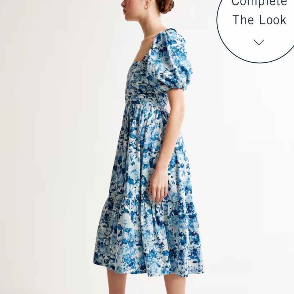 Blue floral midi dress Abercrombie